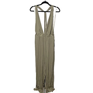 LULUS Green Halter-Tie Open Back Rayon Jumpsuit Women’s Size Medium NWT